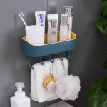 Bathroom organizer with towel holder and hooks - Image 2