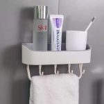 Bathroom organizer with towel holder and hooks - Image 4