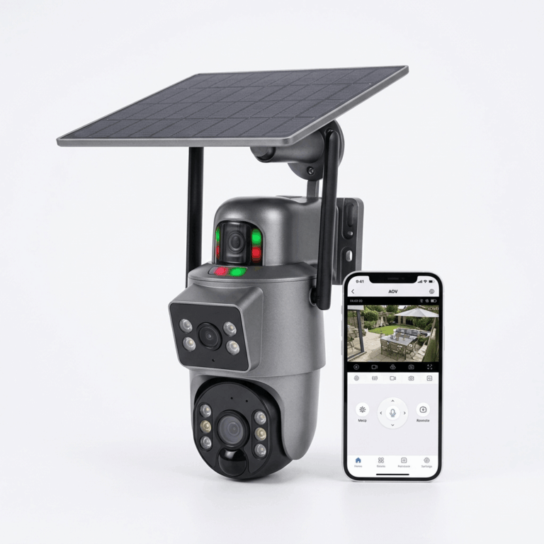 HD Dual Lens Solar PTZ Camera in display