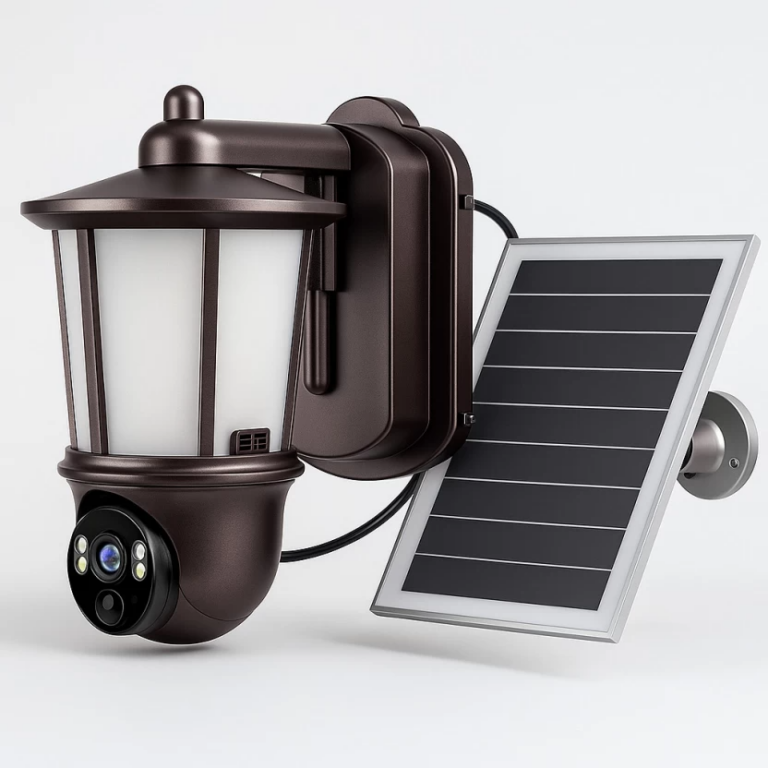 Vintage Courtyard Wall Lantern with security camera